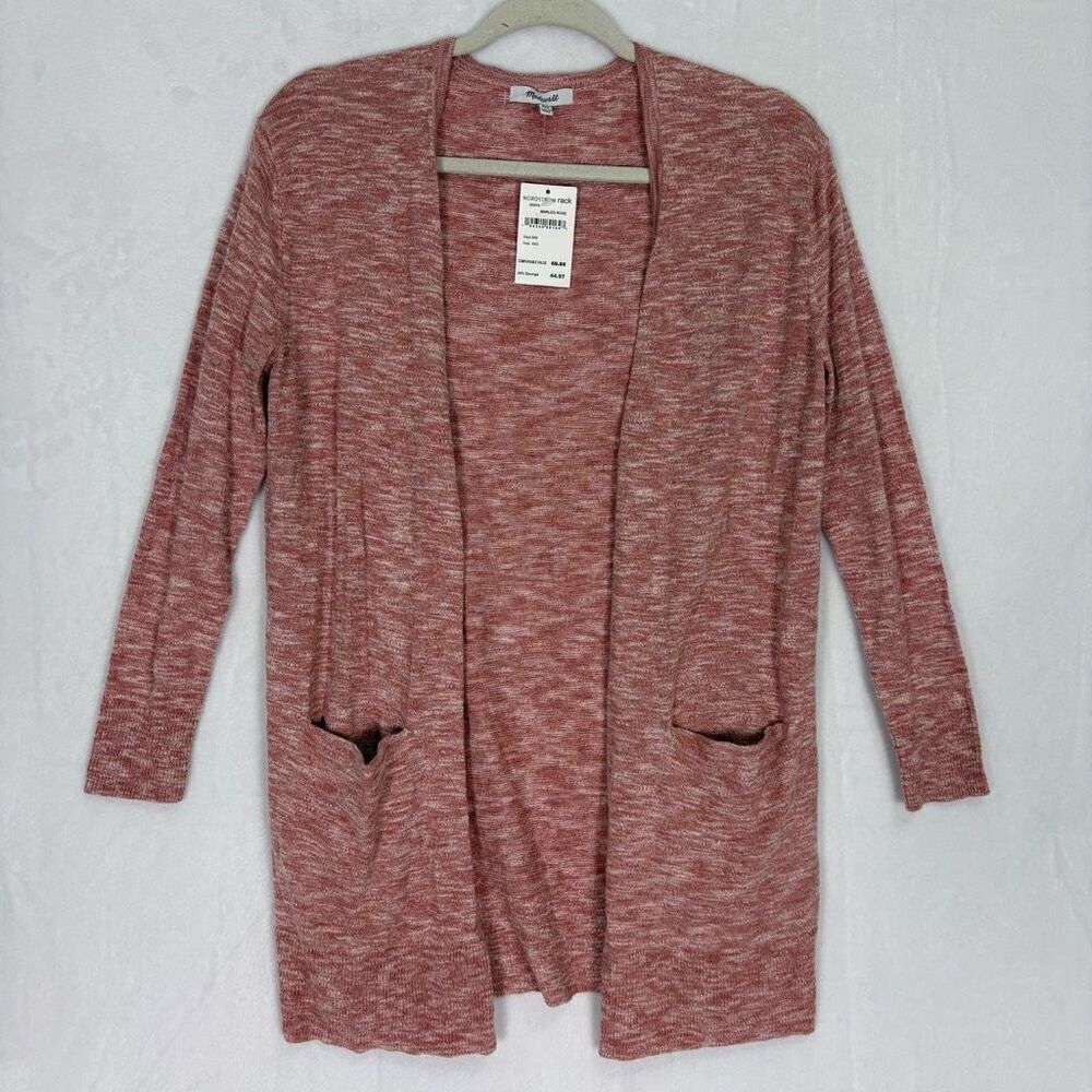 New Madewell Heathered Pink Open Cardigan Sweater Size XXS